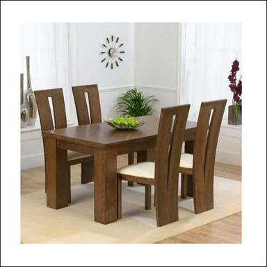 Dark Brown Teak Wood Dining Table