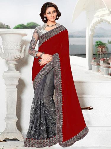 All Exlclusive  Designer Embrodery Georgette  With  Dhupian  Saree