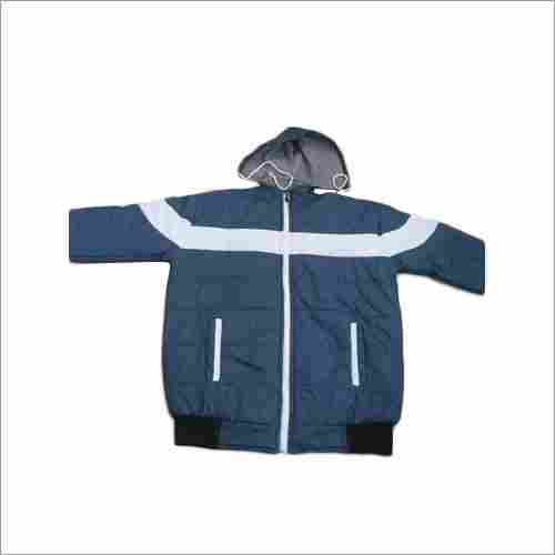 Men Navy Blue Reversible Winter Jacket