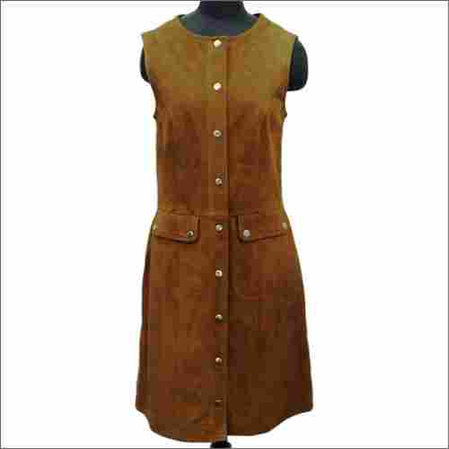 Ladies Suede Leather Long Dress