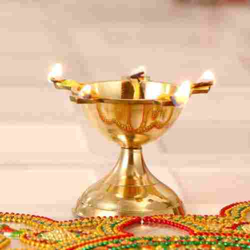 Brass Table Diya  (Height: 3 inch)