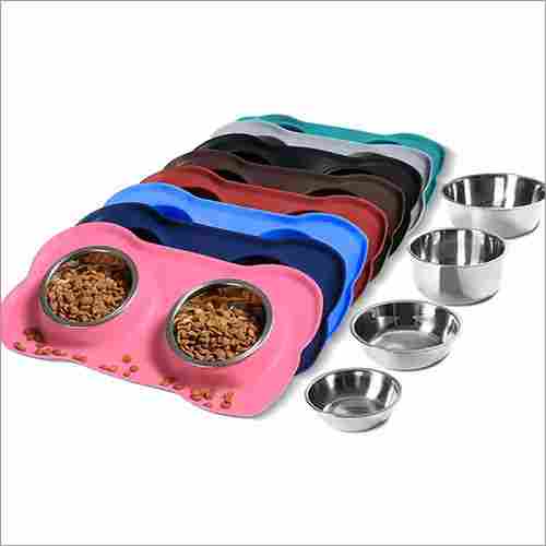 Stainless Steel Double Pet Bowls With Silicone Stand Feed Bowl