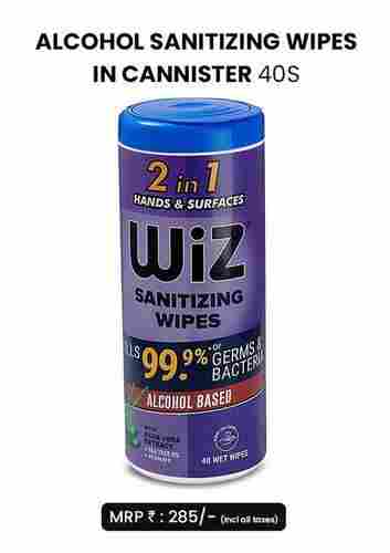 Wiz 2in1 Hand Sanitizing Wet Wipes Cannister Pack - 40 Pulls