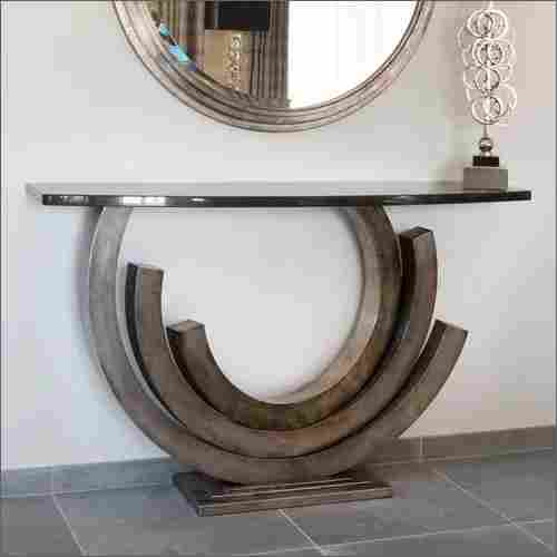 Wooden Curved Designed Mirror Console Table