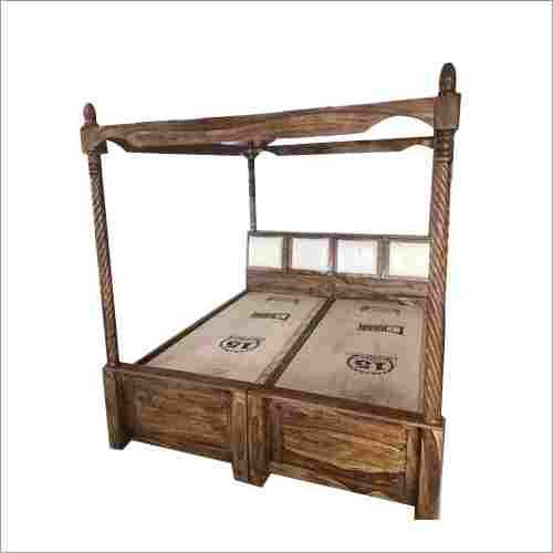 Wooden Four Poster Double Bed With Storage