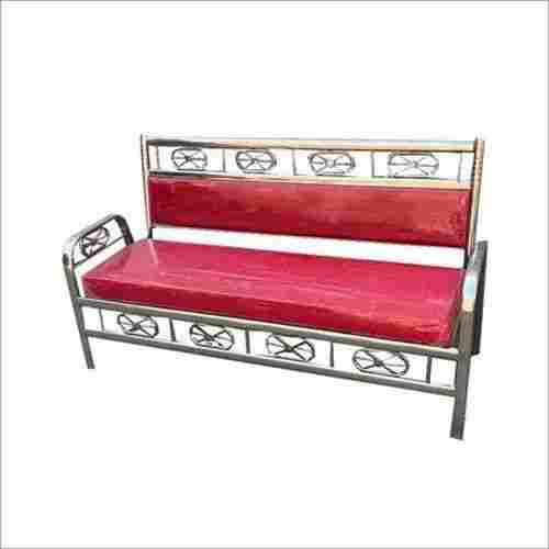 Stainless Steel Three Seater Red Sofa