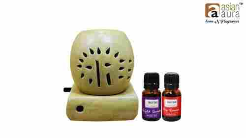 Asian Aura Ceramic Aromatic Oil Diffuser with 2 oil bottles AAEB 0018-B