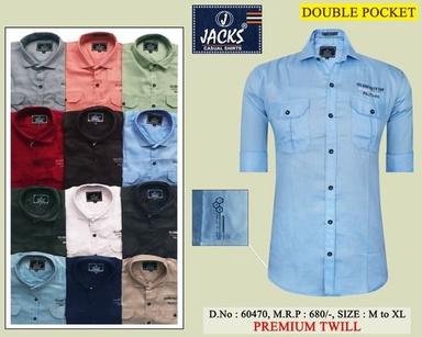 Double Pocket Plain Shirt Collar Style: Classic