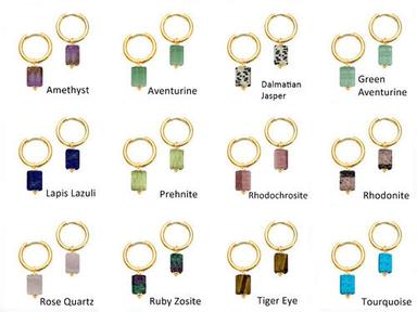 Gemstone Hoop Earring 925 Sterling Silver Gold Plated Earring For Mothers Day To Gift Size: 8X12Mm