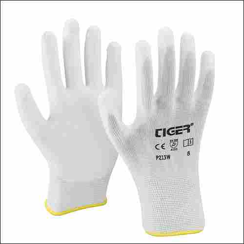 Mallcom P213W White 13 Gauge Seamless Nylon Liner Coated with White PU Compound Safety Gloves