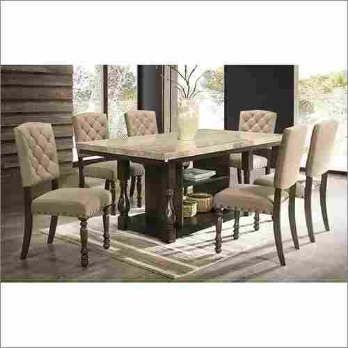 6 Seater Marble Dining Table Set