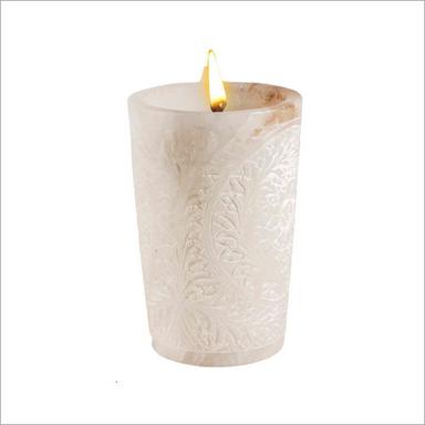 White Hand Carving Stone Pot Candle