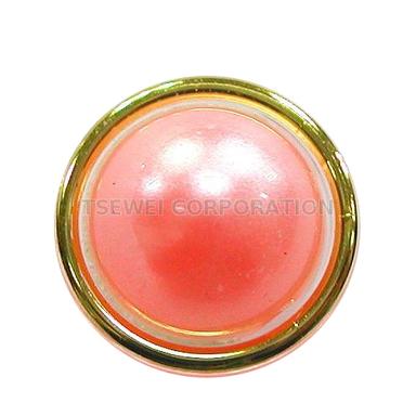 Pink-Golden Bq1971 Plastic Fancy Button With Pearl Bead