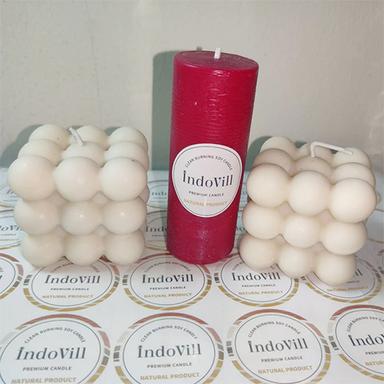 Red 2 Soy Wax Bubble Candle Smokeless Burning Eco Freindly Candles