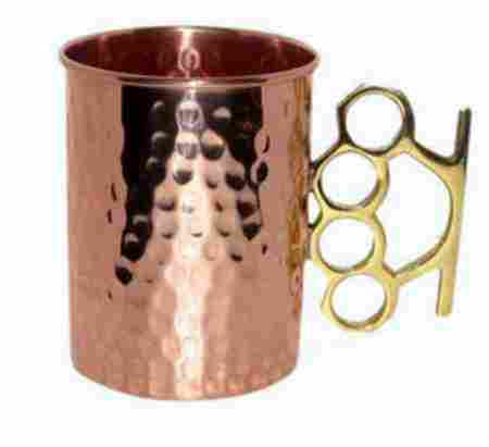 COPPER STREIGHT MUG WITH BRASS HANDLE
