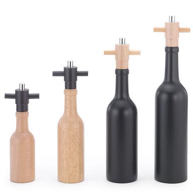 Brown & Black Holar Taiwan Made Unique Eye Catching Refillable Wine Bottle Shaped Peppermills