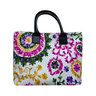 Cotton Fabric Suzani Handbag Embroidered Tote Bag