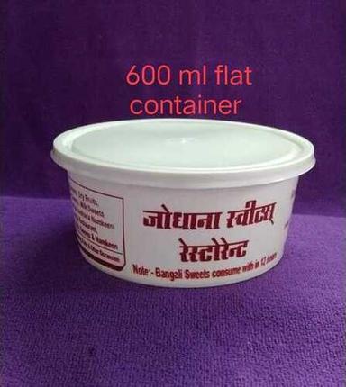 White 600 Ml Flat Container