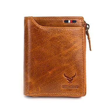 Brown Mens Genuine Leather Bi-Fold Wallet
