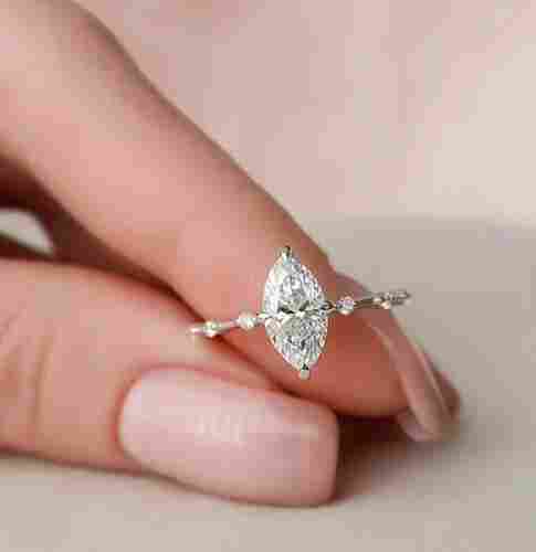 Marquise Shape Solitaire Diamond Ring In Lab Grown Diamond 14k White Gold 1.50 CT