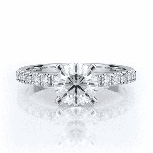 Solitaire Diamond Ring With Side Accents Lab Created Diamond In 14k White Gold 1.60 ct
