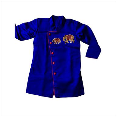Blue Elephant Embroidery Kids Kurta