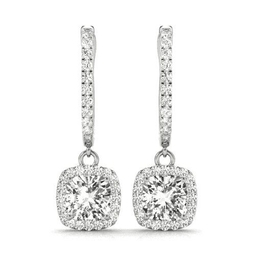 Drop Dangle Earrings In Lab Grown Diamond 10k White Gold 2.5 CT For Womens