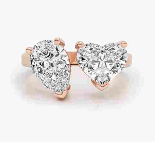 Diamond Engagement Ring In Heart And Pear Shape Lab Grown Diamond 14k Rose Gold 3 CT