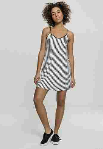 Women's Strappy Striped Pleated Dress By Purnima Exports