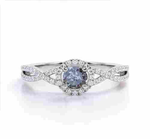 Halo Diamond Engagement Ring In Salt and Pepper Diamonds 14k White Gold 1 CT