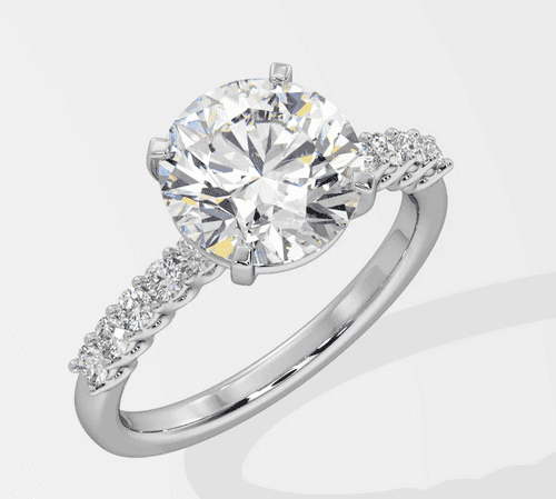 Solitaire Diamond Ring With Side Accents In lab Grown Diamond 14k White Gold 1.5 CT