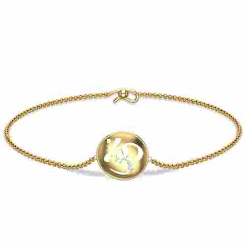 Yellow Gold Alysha Om Chain Rakhi Bracelet