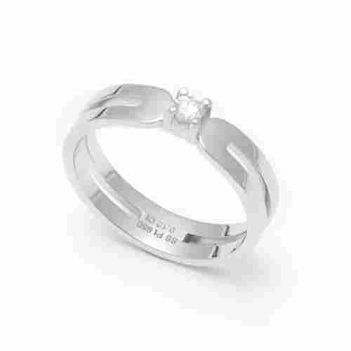 Platinum Solitaire Diamond Studded Ring