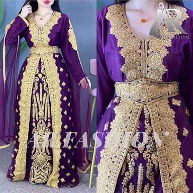 Royal Modern Dubai Moroccan Caftan Party Wear Aaree Work Design Jalabiya Jacket Dress Bust Size: 52 Inch (In)