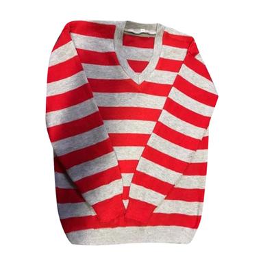 Red And White Mens Fancy Pullover Sweater