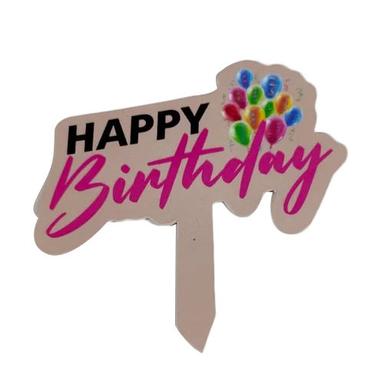 Brown Happy Birthday Cake Topper