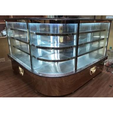 Silver Stainless Steel Curved Display Counter