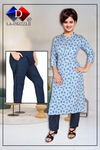 Cotton Pant And Kurti Set  Bust Size: 38 To 46 Inch (In)