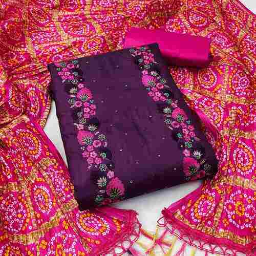Roshani Purple Coco Silk Dress Material