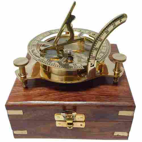 Brass Compass With Wooden Box