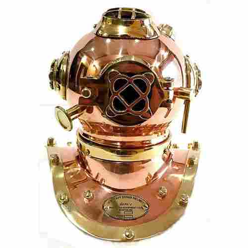 Solid Brass And Copper Diving Helmet