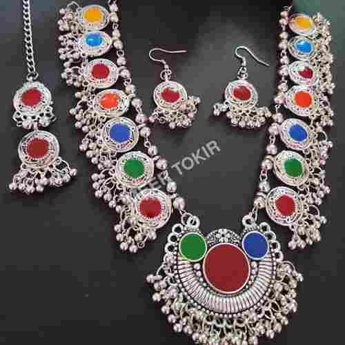 Multicolor Oxidised Afghani Necklace Set