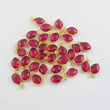 Ruby light Quartz Gemstone Gold Vermeil Marquise Shape 9x12mm Pendant