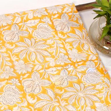 Smooth Yellow Block Print Fabric