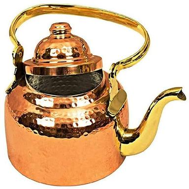 Polished Copper Stovetop Kettle Hammered Brass Handle (500 Ml)