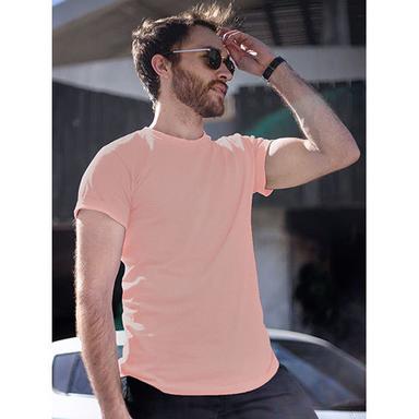 Cotton Mens Rose Pink Plain T-Shirt
