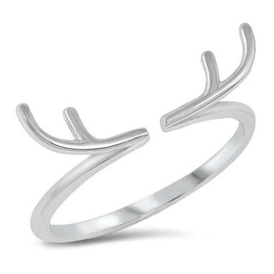925 Sterling Silver Beautiful Handcrafted Antelope Horns Plain Silver Ring Gender: Women