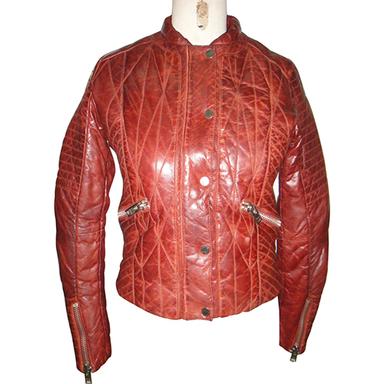 Winter Red Stylish Leather Biker Women Jacket