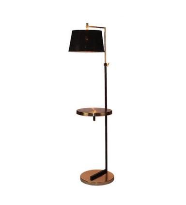 Black Iron Cloth Shade Floor Table Lamp With Black Brass Base By Sapphire