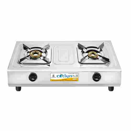 Square Two Burner Stainless Steel Gas Stove